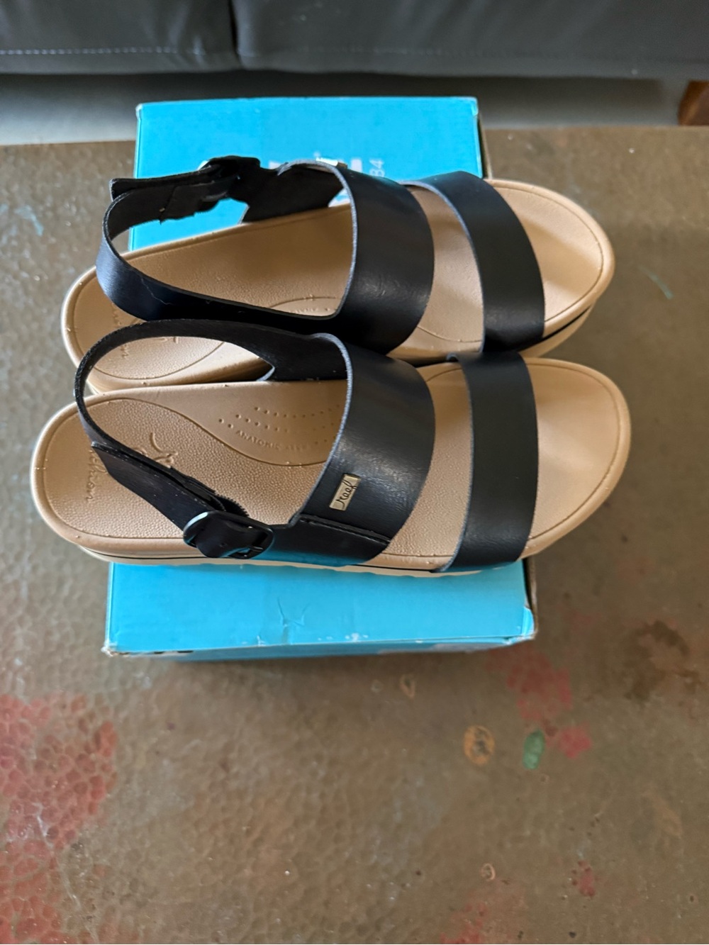 Reef Women's Black Sandals with Tan Footbed
